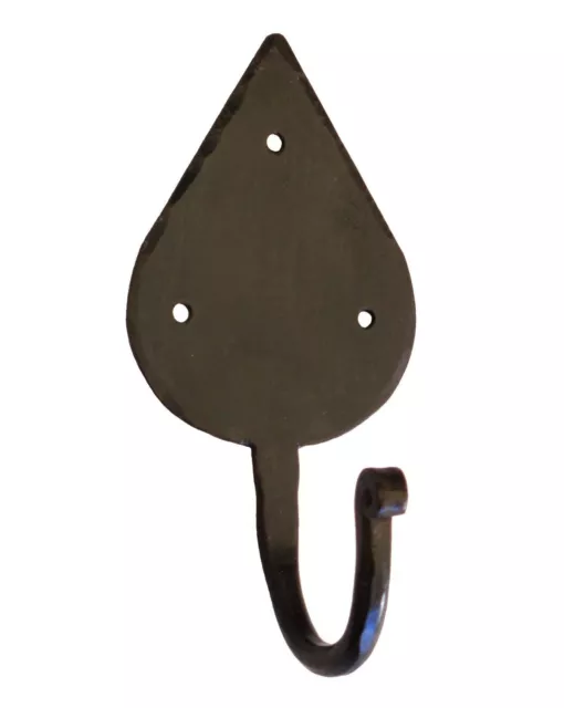 Black Wrought Iron Cottage Spear Coat Hook With Curl - Hand Forged Gothic Rustic