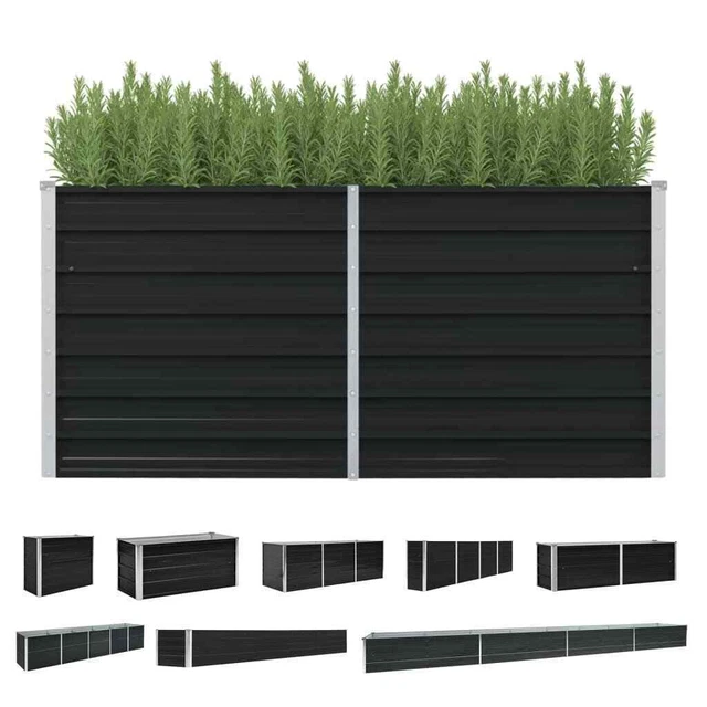 STEELSN Talara Hochbeet Metall 240x80x78cm - Pflanzenbeet Für Garten & Balkon In Silber