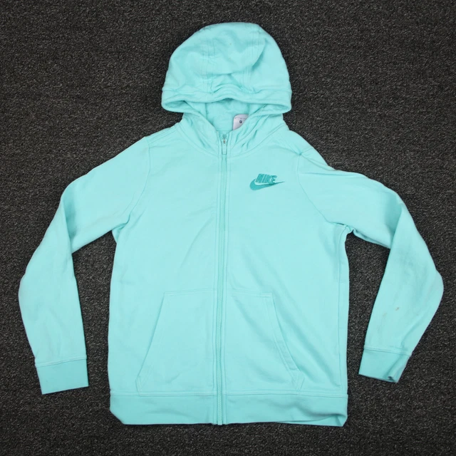 Nike Jacket Girls XL Extra Large Light Blue Full Zip Hooded Long Sleeve Youth