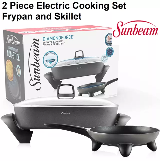 Sunbeam Electric Frypan and Skillet Cooking Set Adjustable Heat Control Diamond