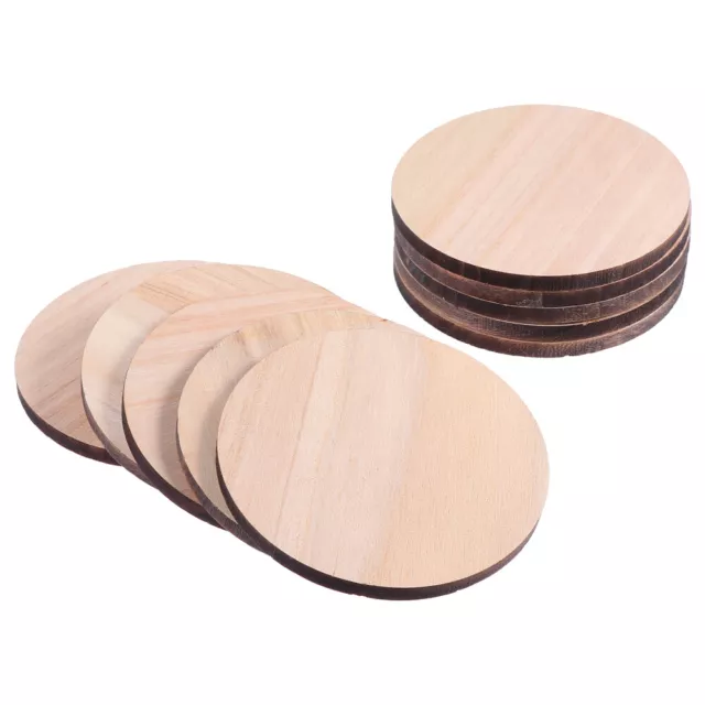 10 Pcs Round Wooden Planks Pyrography Slices DIY Accessories Craft Pieces