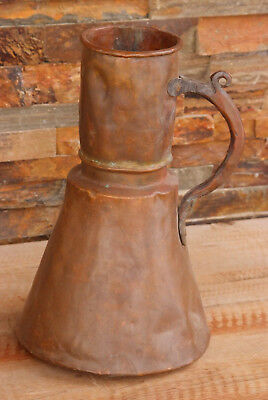 Antique Primitive Hand Crafted Solid Copper Pitcher
