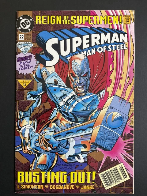 Superman Man of Steel #22 DC Comics 1993 Variant Bogdanove Cover Poster Boarded