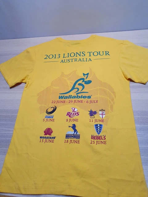 British Lions Rugby Tour Australia 2013 Official Merch T shirt Size S Gold New
