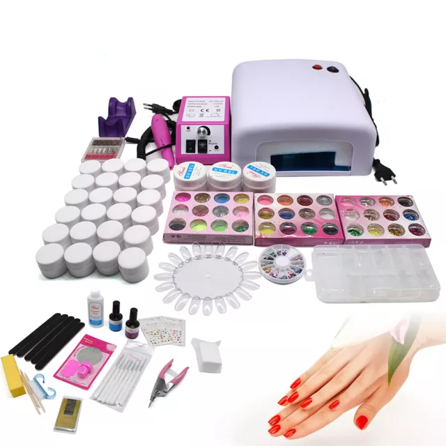 Profi Starterset Nagelset UV Gel Nagel Set UV Lampe Nagelstudio Nageldesign 36W!