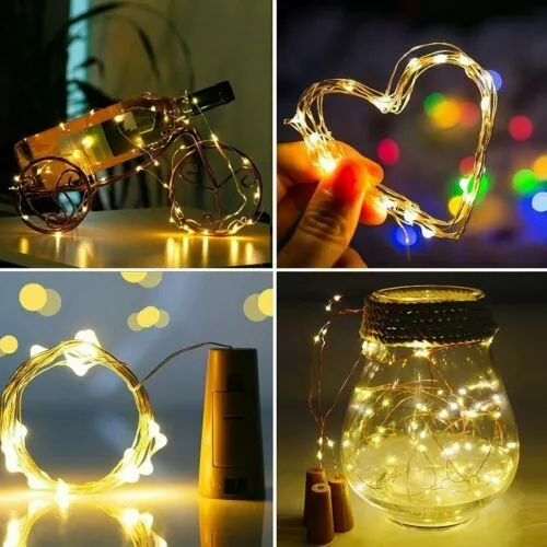 Bottle String Lights 10 LED Warm Cool White Fairy Wine Cork Shaped Stopper 1M