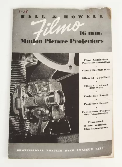 +Vintage Original Bell & Howell FILMO 16mm Projector Sales Brochure 1938