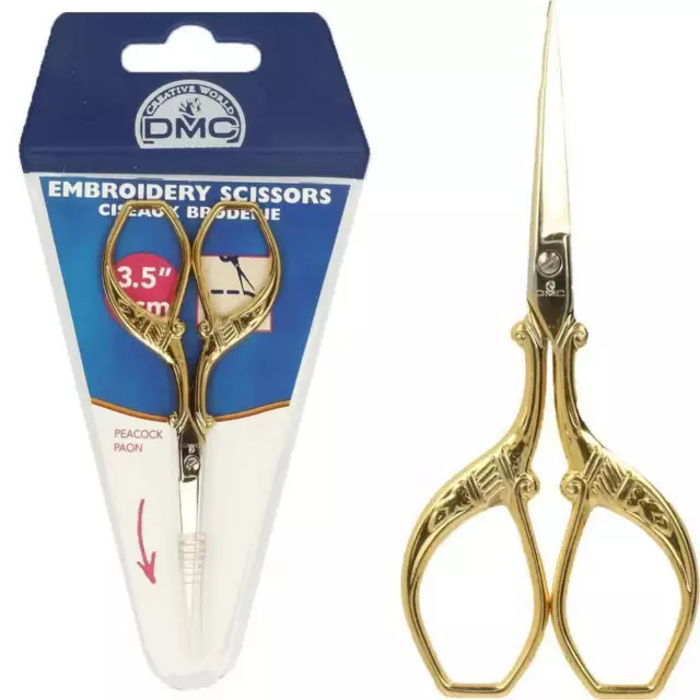 DMC Gold Plated Peacock Embroidery Scissors 9cm Craft Hobby Sewing Essentials