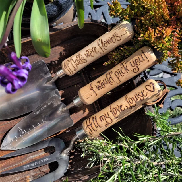 Personalised garden tools for Dad hand engraved with any message