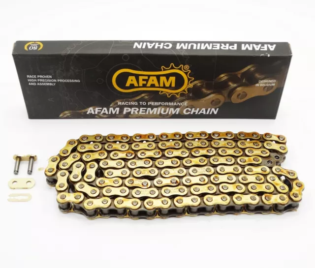 AFAM R1-G Kette 428 gold-schwarz - 138 Glieder - Clip Schloß - Straße /Enduro