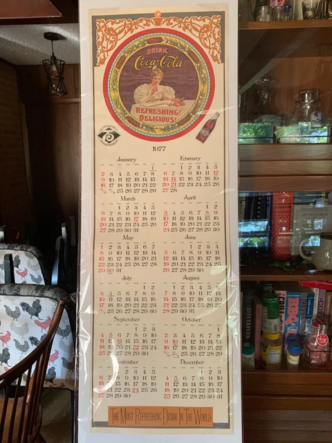 75th Anniversary Coca-Cola Calendar 1977 Wall  37 " x 12 1/4" Knoxville, TN
