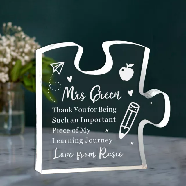 Personalised Acrylic Puzzle Piece Thank You Gift for Teacher Tutor Nursey Coach