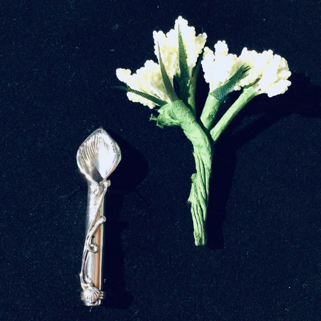 Sterling Silver Poirot posy flower holder pin vase Brooch mens Anniversary gift