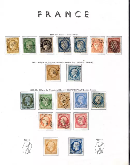 FRANCE !   Timbres anciens Cérès et Napoléon de 1849 à 1860