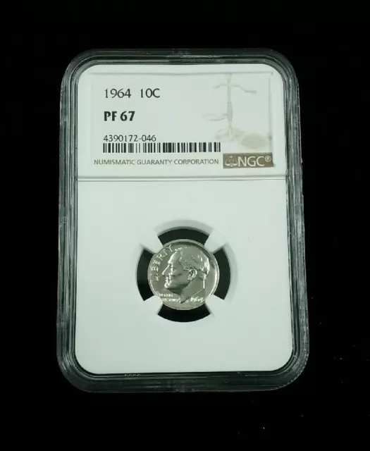 1964 Ngc Pf67 90% Proof Silver Roosevelt Dime 10C White #8073