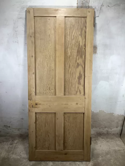 31 7/8"X 76 1/4" Victorian Internal Stripped Pine Four Panel Door 2over2 Old