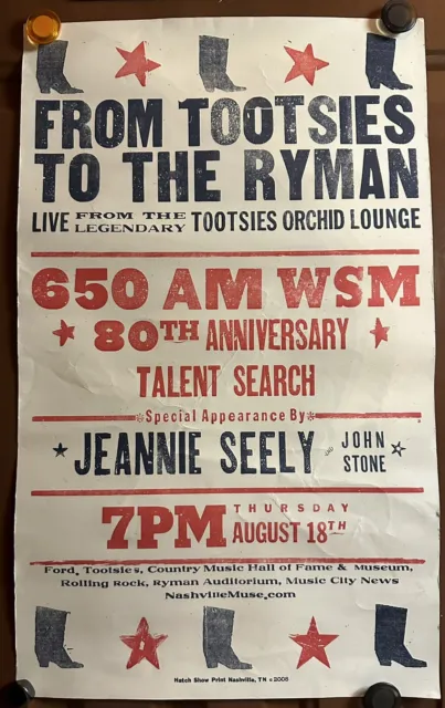 JEANNIE SEELY LIve At Tootsies NASHVILLE 2005 AUTHENTIC HATCH SHOW PRINT