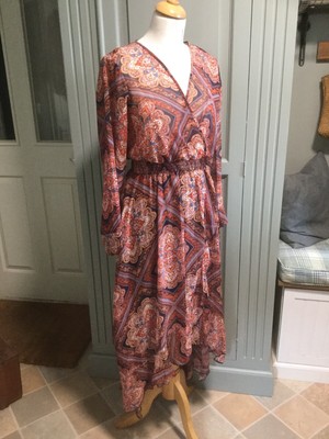 Kate & Lily Pretty Floral Frilled Boho Maxi Dress Size 4 Uk 8-12 Matches Fairfax