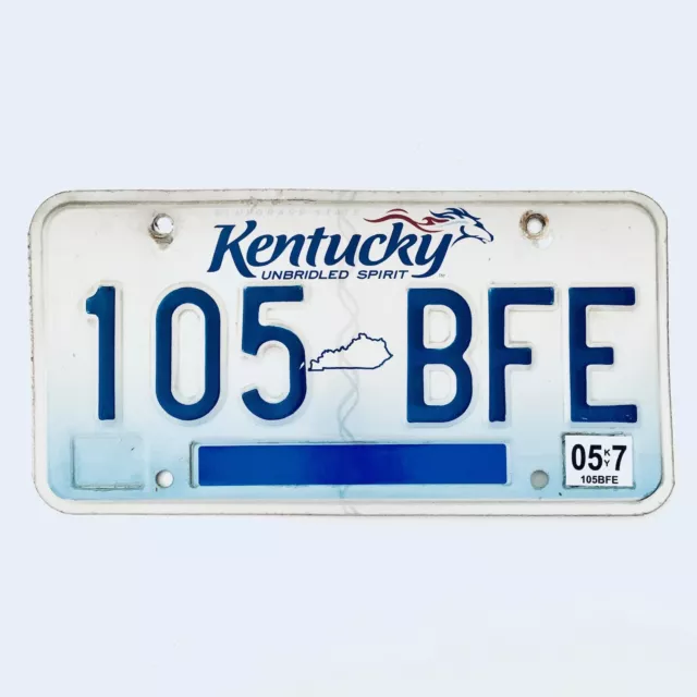 2007 United States Kentucky Unbridled Spirit Passenger License Plate 105 BFE