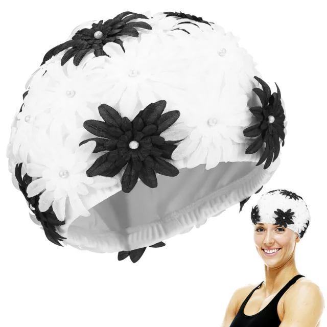 Gorra de baño de pétalos florales para mujeres y niñas - protección para oídos y cabello-CQ