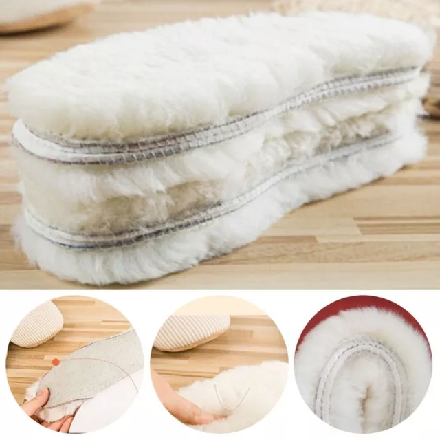 Soft Winter Warm Sheepskin Insoles Fleece Pads Shoes Insert Boots Shoe Soles