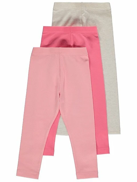 Neu Baby Mädchen rosa grau einfache Leggings 3er-Pack Unterteile 1-1,5/1,5-2 Jahre