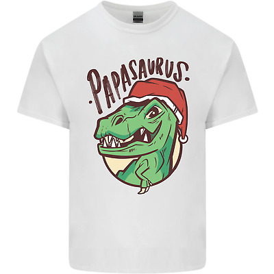 Christmas Papasaurus T-Rex Dinosaur Mens Cotton T-Shirt Tee Top
