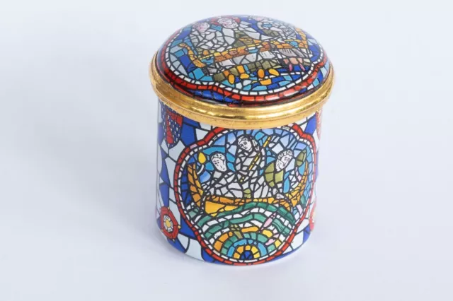 Ltd Ed Halcyon Days York Minster Stained Glass Window Enamel Box - 1 3/8"