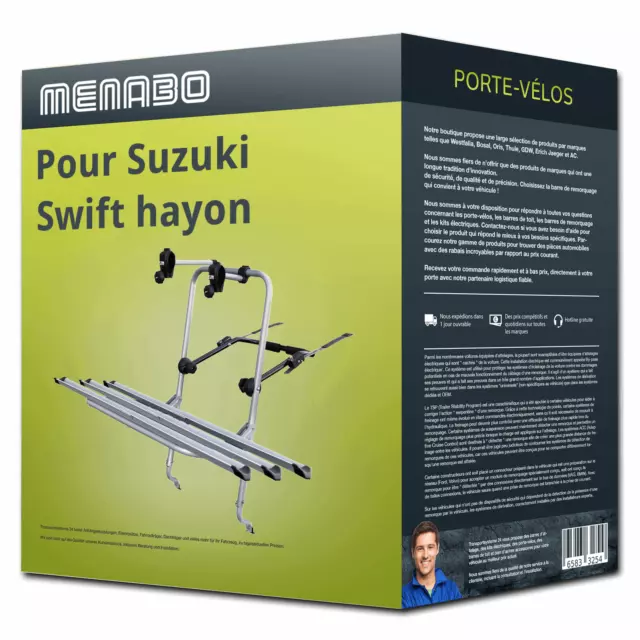 Porte-vélo Menabo Logic 3 pour Suzuki Swift hayon III type EZ/MZ 3 vélos NEUF