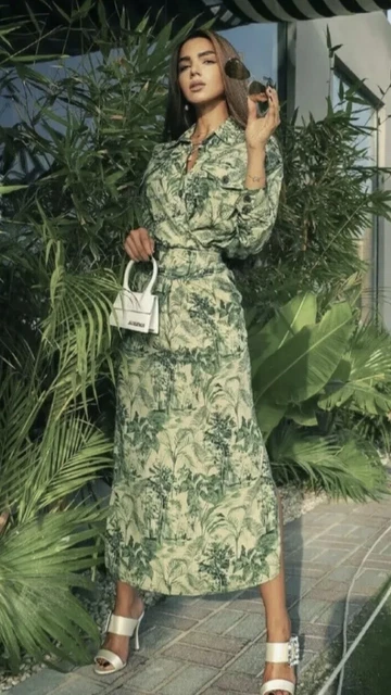 slim fit dress slacks ZARA MOST WANTED ECRU GREEN LEAF MIDI TEA DRESS Ladies – Afashionistastore