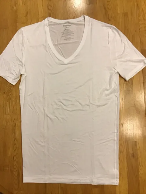 Tommy John Second Skin Deep V-Neck T-Shirt Men White Size M