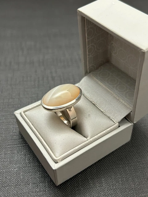 Bague Argent Massif 925 Avec Agate Verte Ovale - Taille 55 - 9g - Neuf Sans Emballage