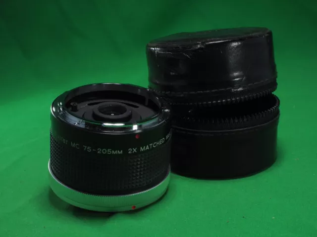 Vivitar MC 75-205 mm 2x Matched Multiplier Lens Canon FD Mount with case