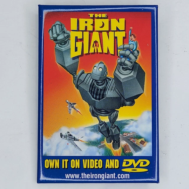 VINTAGE 1999 THE Iron Giant 3" Rectangular DVD Movie Promo Pin Warner