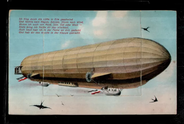 AK Zeppelin , Karte mit Klappe ohne Inhalt,  Kleinformat