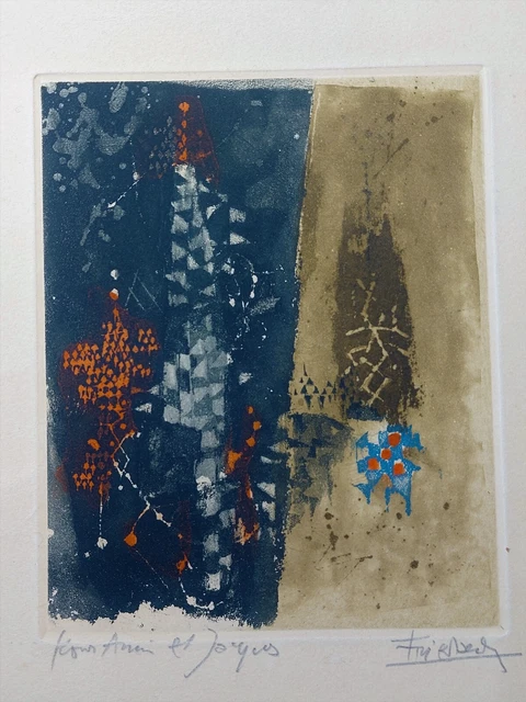 Sérigraphie Originale Signée Johnny Friedlaender Circa 1974 - Format 69.5x60 Cm, Style Futuriste, Non Encadrée
