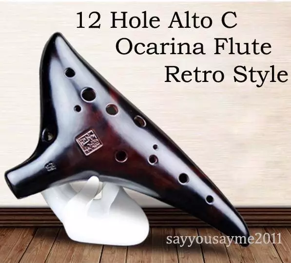 12 Hole Alto C Retro Style Classic Fumigated Pottery Ocarina Flute Masterpiece 2