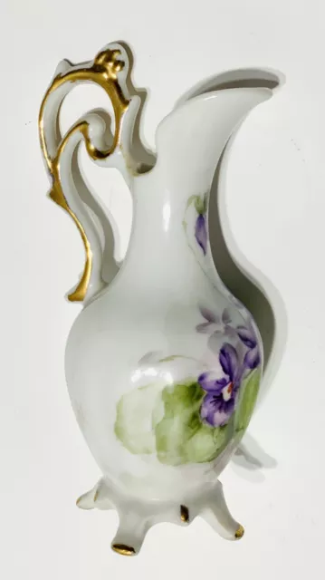 Wade Signed 5” Victorian Porcelain Bud Vase Violet Hand Painted Footed FC 2