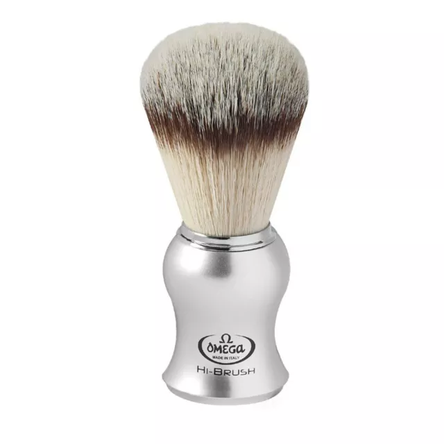 Omega 0146229 pennello da barba pelo sintetico Hi Brush  manico resina alluminio
