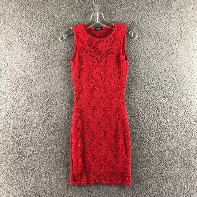 Womens Evita Size UK 8 Red Sleeveless Lace Mini Bodycon Party Cocktail Dress