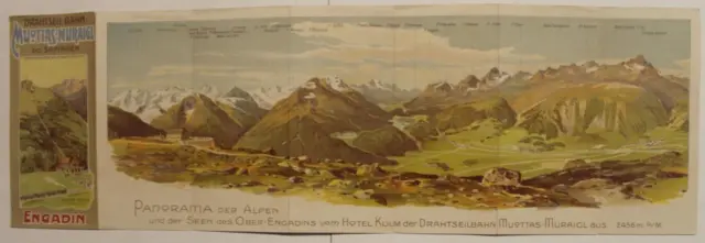 ST. MORITZ ENGADIN SWITZERLAND 1910ca DRAHTSEIL RAILWYAS UNUSUAL ANTIQUE  MAP