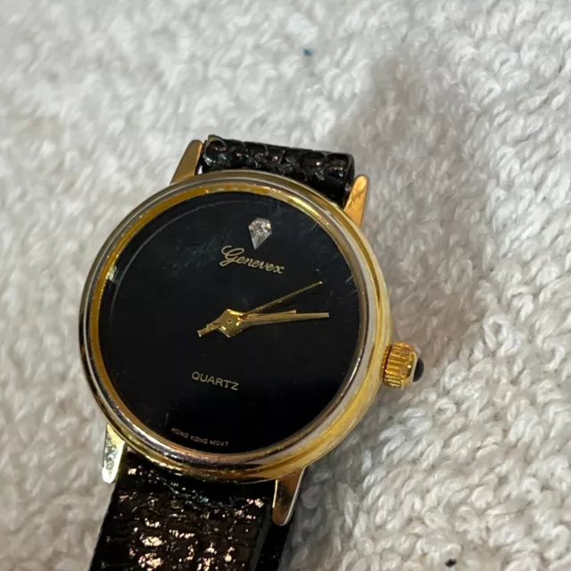 CROTON GENEVEX DIAMOND Quartz Watch Womens Leather Band Genuine Vintage 12.48 PicClick