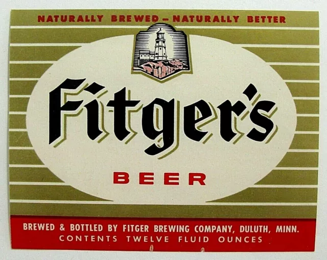 Fitger Brewing FITGER'S BEER beer label MN 12 oz Red Stripe No ABW