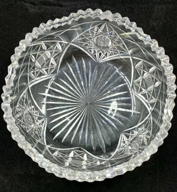 Antique American Brilliant ABP cut crystal bowl Fine diamonds Brunswick Star