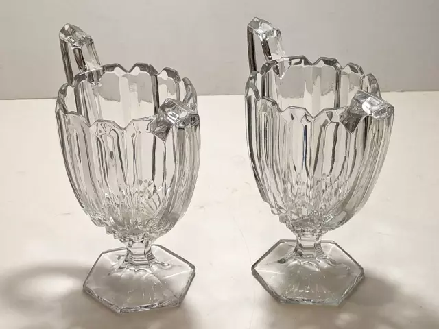 Art Deco Pair Davidson Glass Chippendale Trophy Vases 2