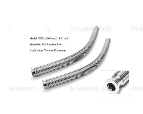 US 2PCS Bellows Hose Metal KF25-3000mm/118.11inch SO-KF Flange Vacuum