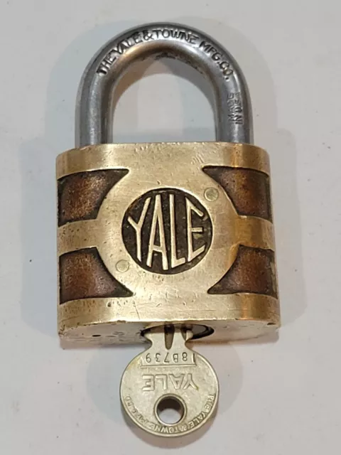 Vintage Yale Brass Super Tumbler Padlock With Orignal Key