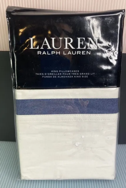 Fundas de almohada Ralph Lauren Evan a rayas clásicas KING TALLA (2) 100 % algodón