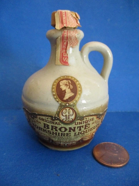 Vintage Bronte Yorkshire Liqueur  Empty Miniature Stoneware Liquor Bottle Jug