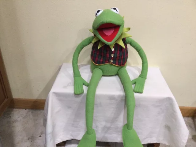 Vtg. Eden /Jim Henson Associates Kermit The Frog Muppet Plaid Vest, 24 In. (B)